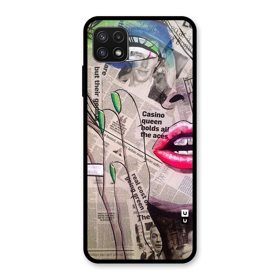 Newspaper Girl Art Glass Back Case for Galaxy A22 5G