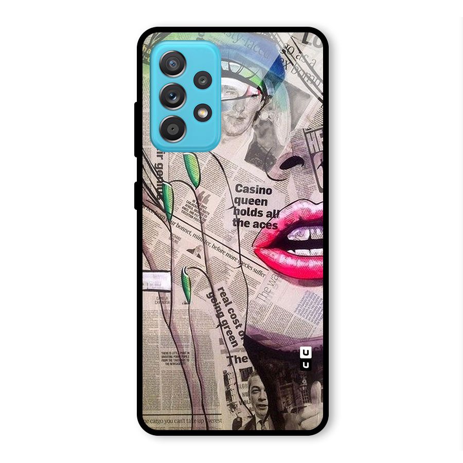 Newspaper Girl Art Glass Back Case for Galaxy A52