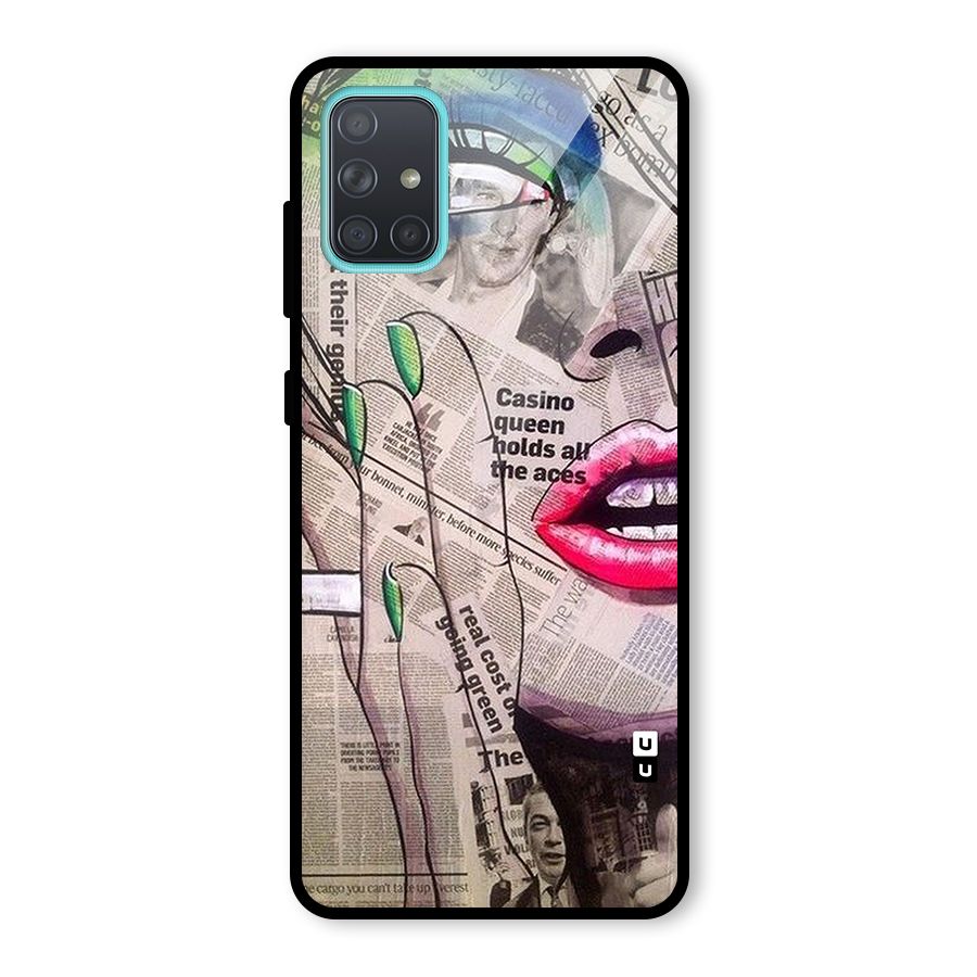 Newspaper Girl Art Glass Back Case for Galaxy A71