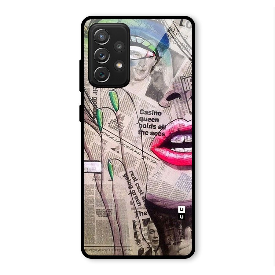 Newspaper Girl Art Glass Back Case for Galaxy A72