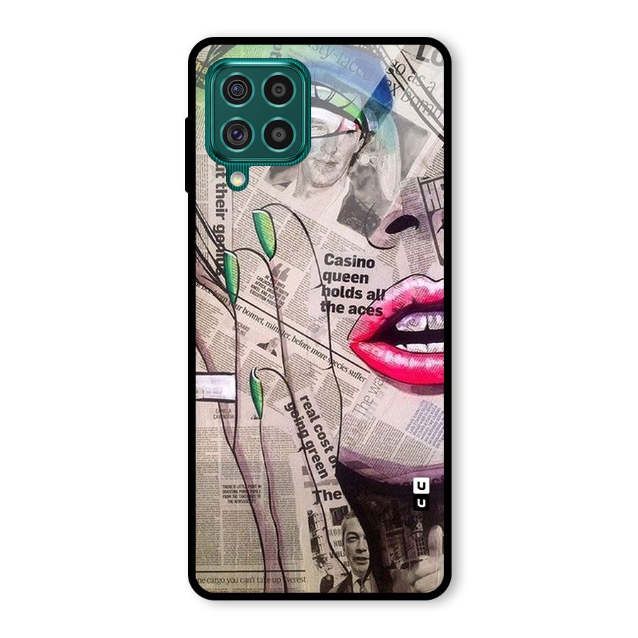 Newspaper Girl Art Glass Back Case for Galaxy F62