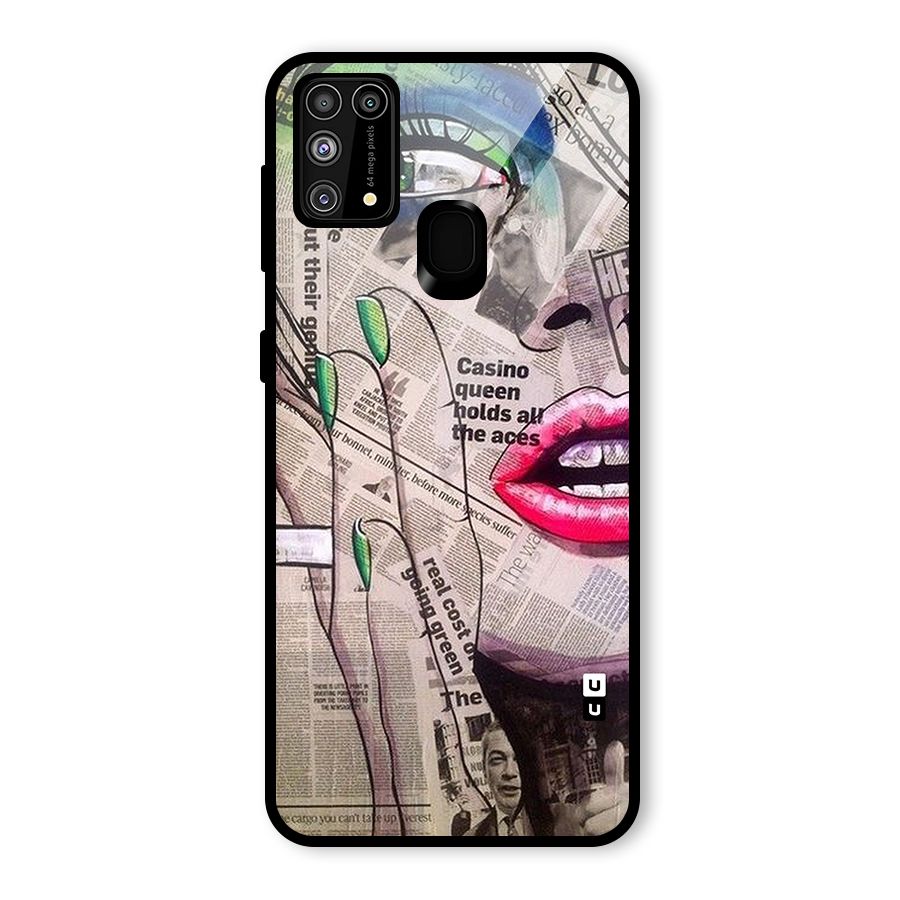 Newspaper Girl Art Glass Back Case for Galaxy M31