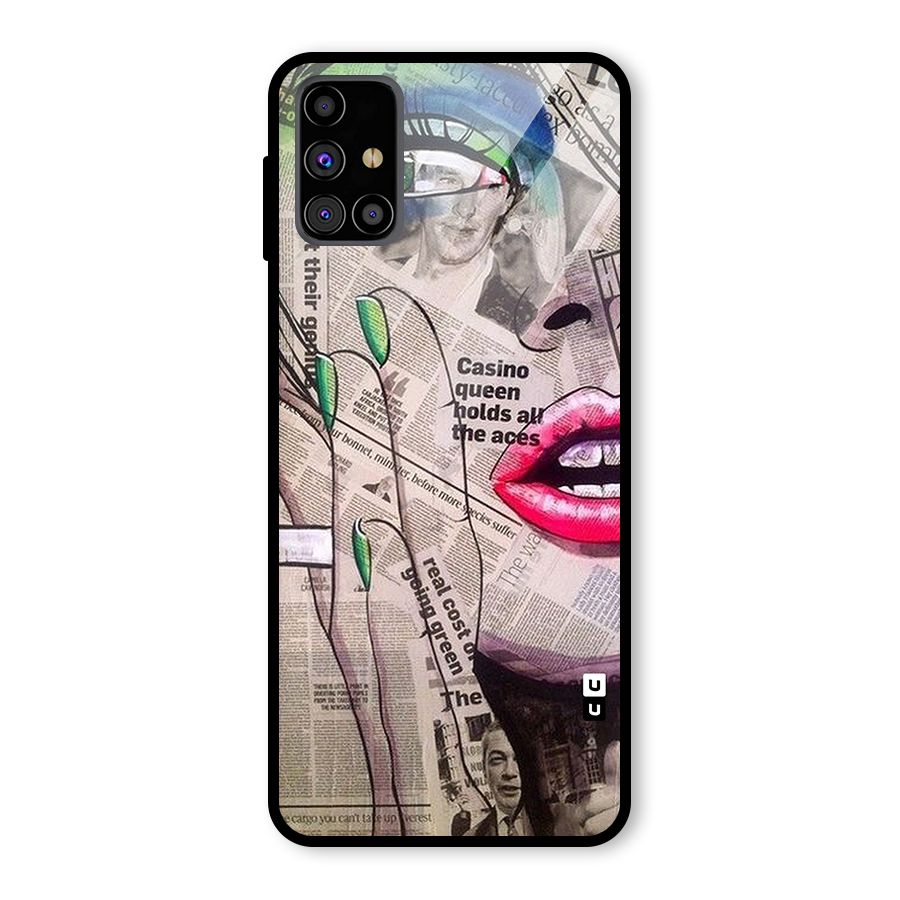 Newspaper Girl Art Glass Back Case for Galaxy M31s