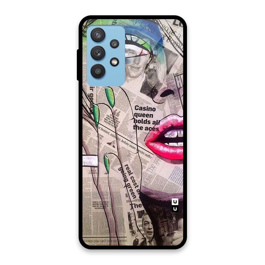 Newspaper Girl Art Glass Back Case for Galaxy M32 5G