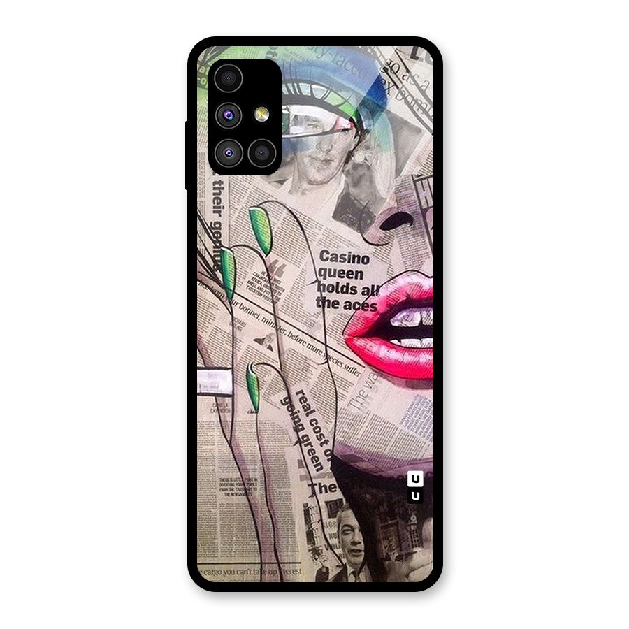 Newspaper Girl Art Glass Back Case for Galaxy M51