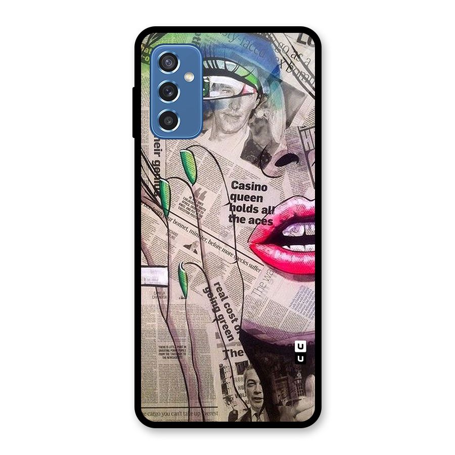 Newspaper Girl Art Glass Back Case for Galaxy M52 5G