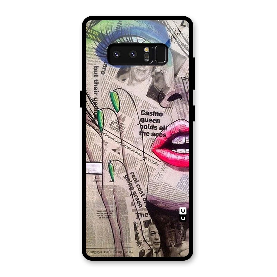 Newspaper Girl Art Glass Back Case for Galaxy Note 8