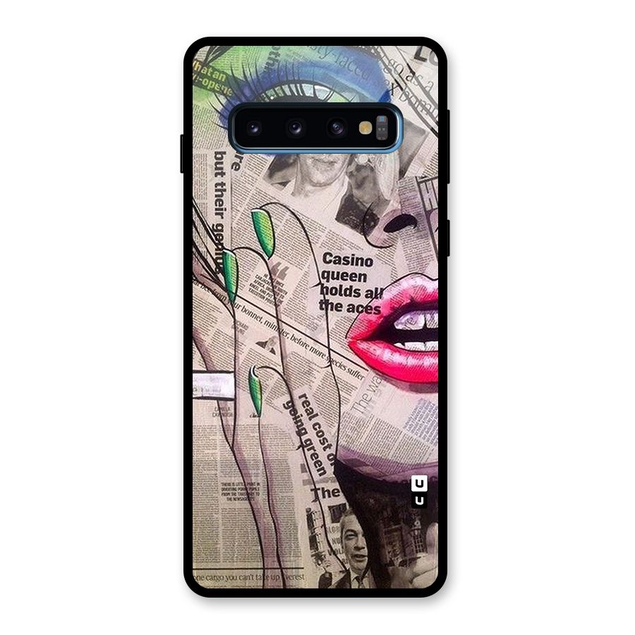 Newspaper Girl Art Glass Back Case for Galaxy S10