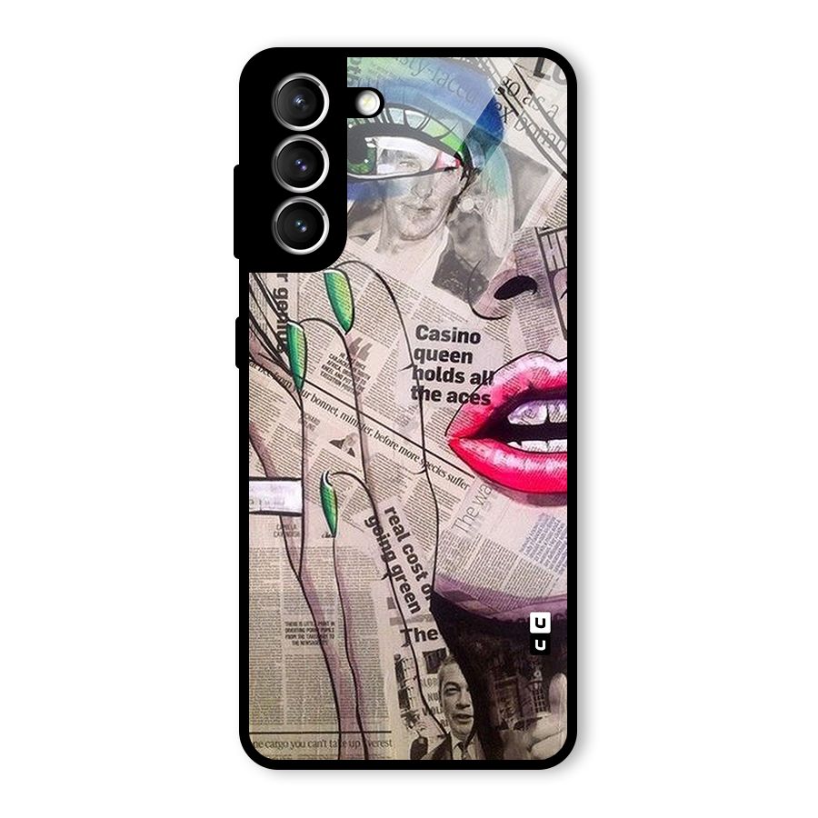 Newspaper Girl Art Glass Back Case for Galaxy S21 5G
