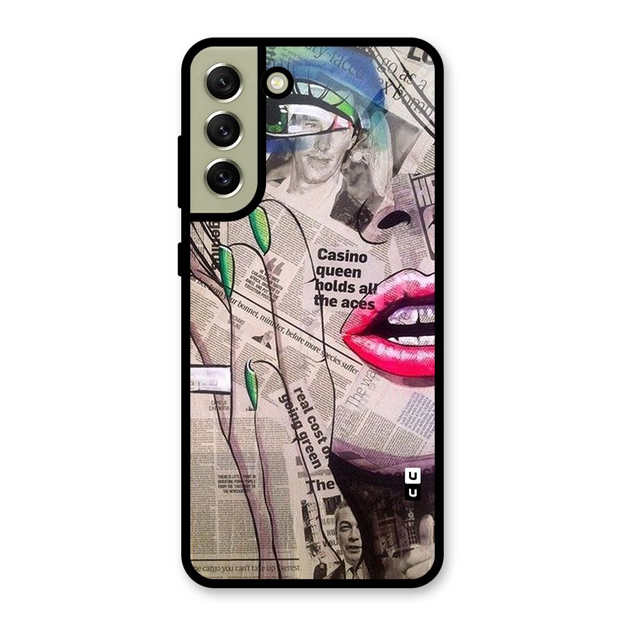 Newspaper Girl Art Glass Back Case for Galaxy S21 FE 5G