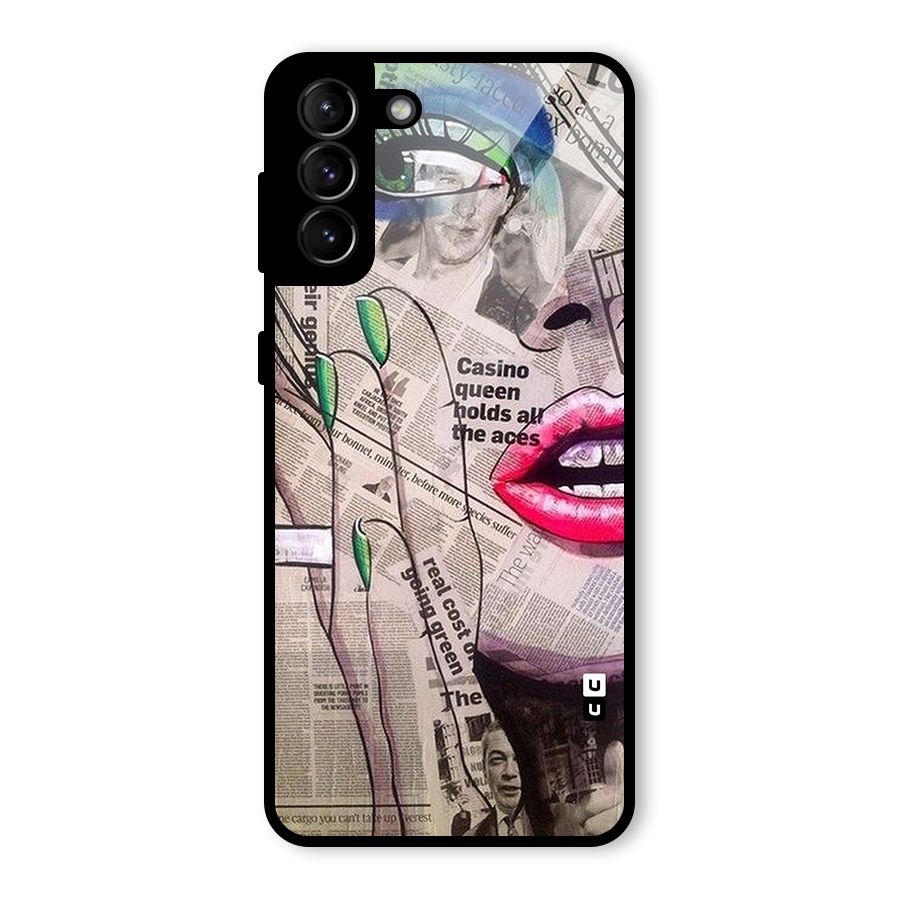 Newspaper Girl Art Glass Back Case for Galaxy S21 Plus