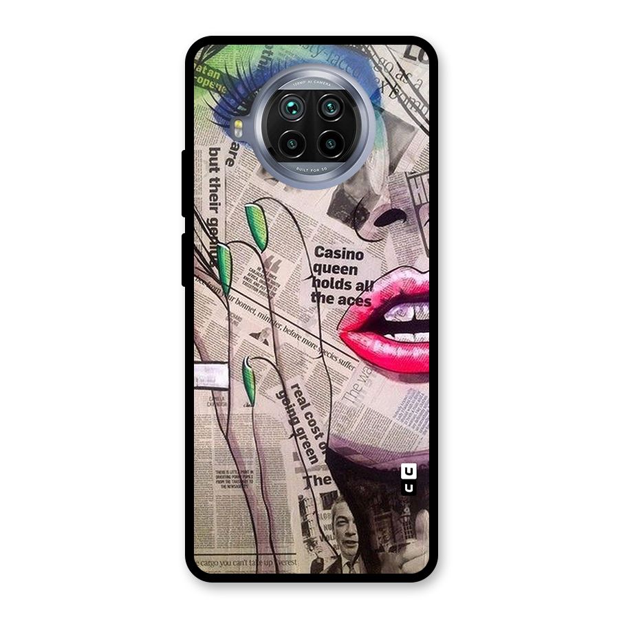 Newspaper Girl Art Glass Back Case for Mi 10i