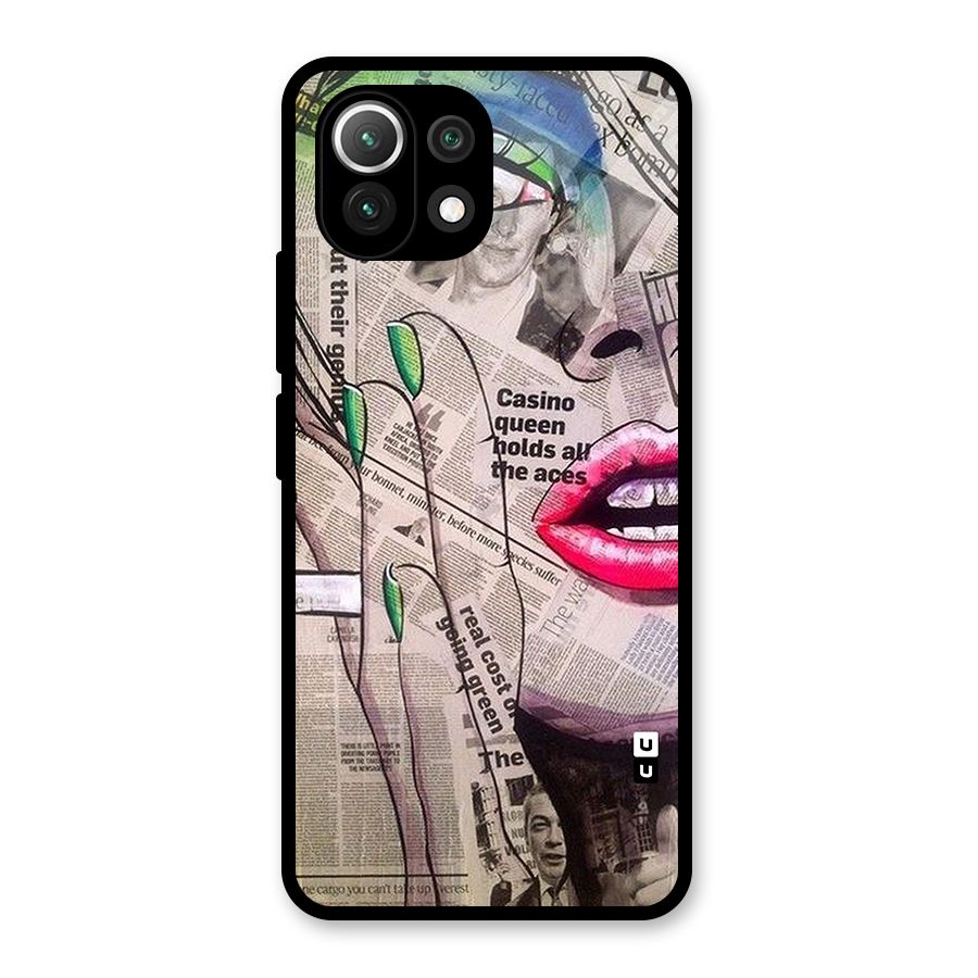 Newspaper Girl Art Glass Back Case for Mi 11 Lite NE 5G