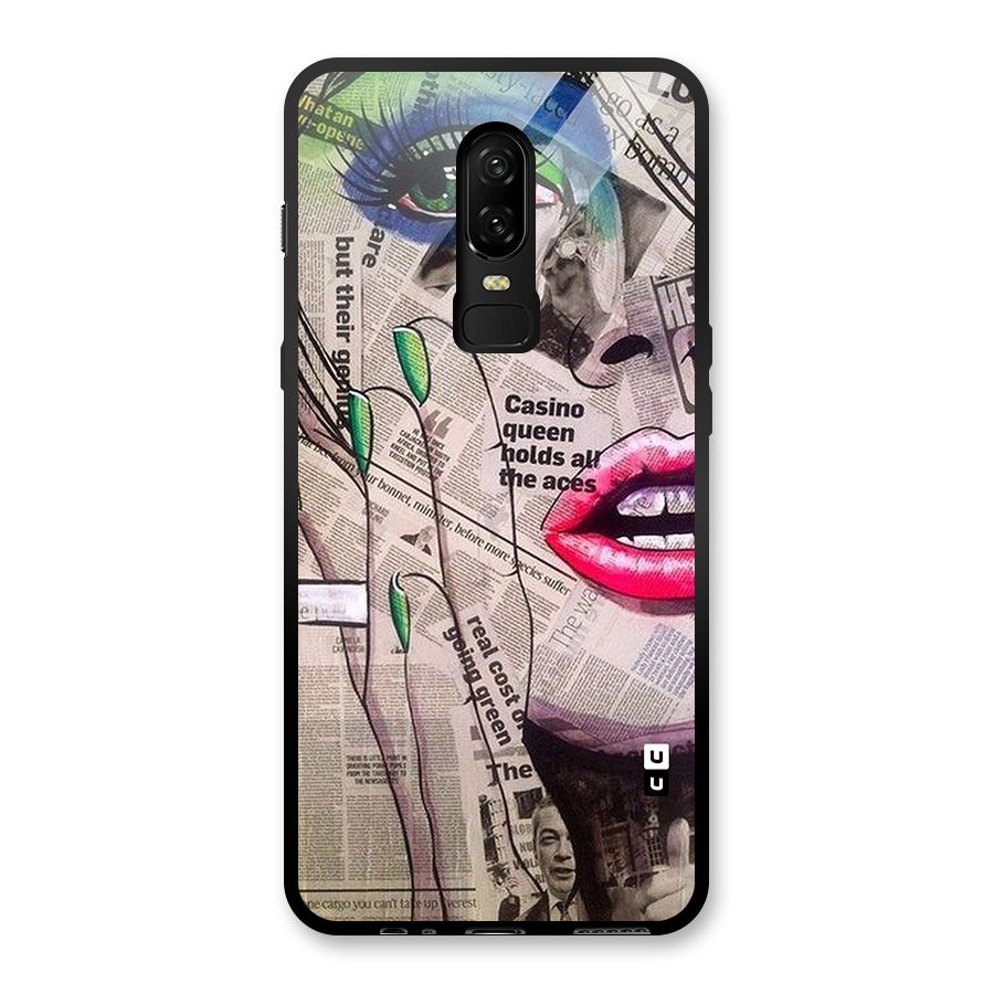 Newspaper Girl Art Glass Back Case for OnePlus 6