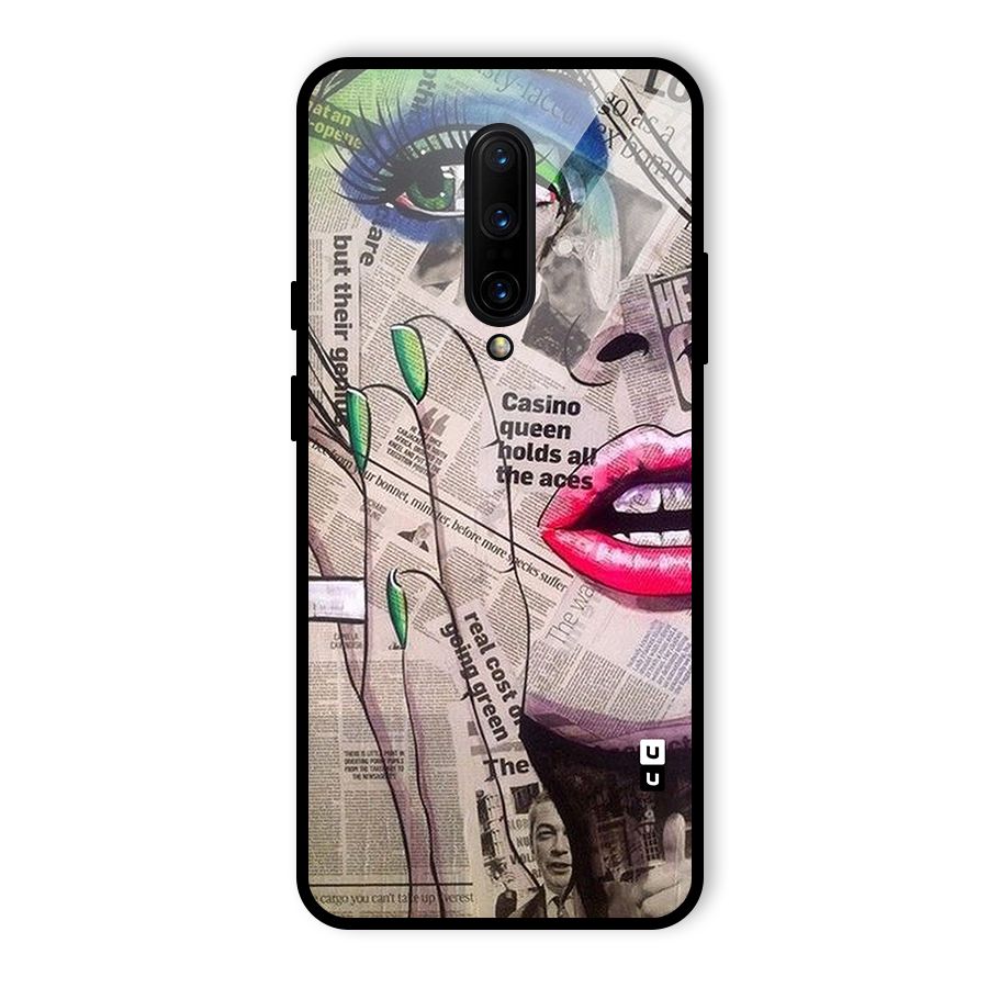 Newspaper Girl Art Glass Back Case for OnePlus 7 Pro