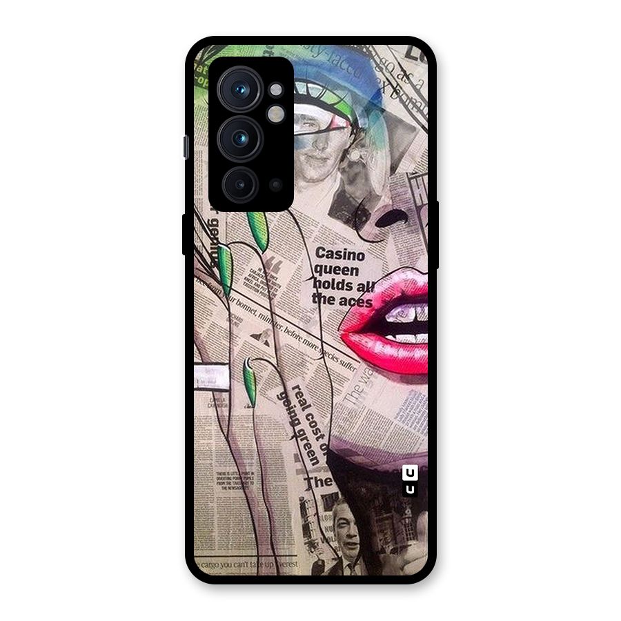 Newspaper Girl Art Glass Back Case for OnePlus 9RT 5G
