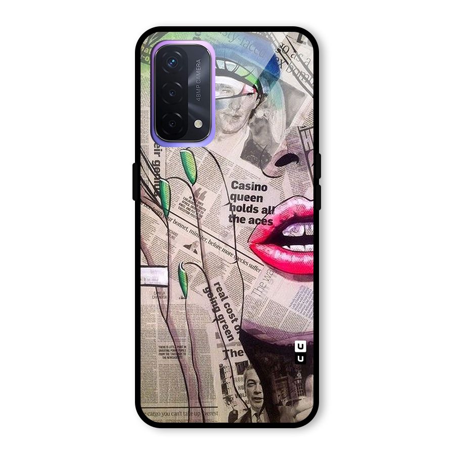 Newspaper Girl Art Glass Back Case for Oppo A74 5G