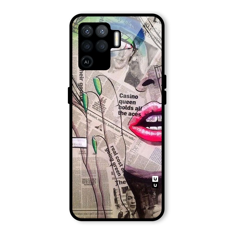 Newspaper Girl Art Glass Back Case for Oppo F19 Pro