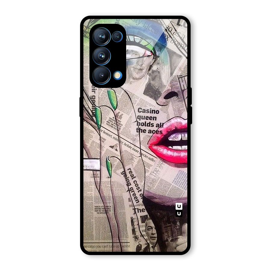 Newspaper Girl Art Glass Back Case for Oppo Reno5 Pro 5G