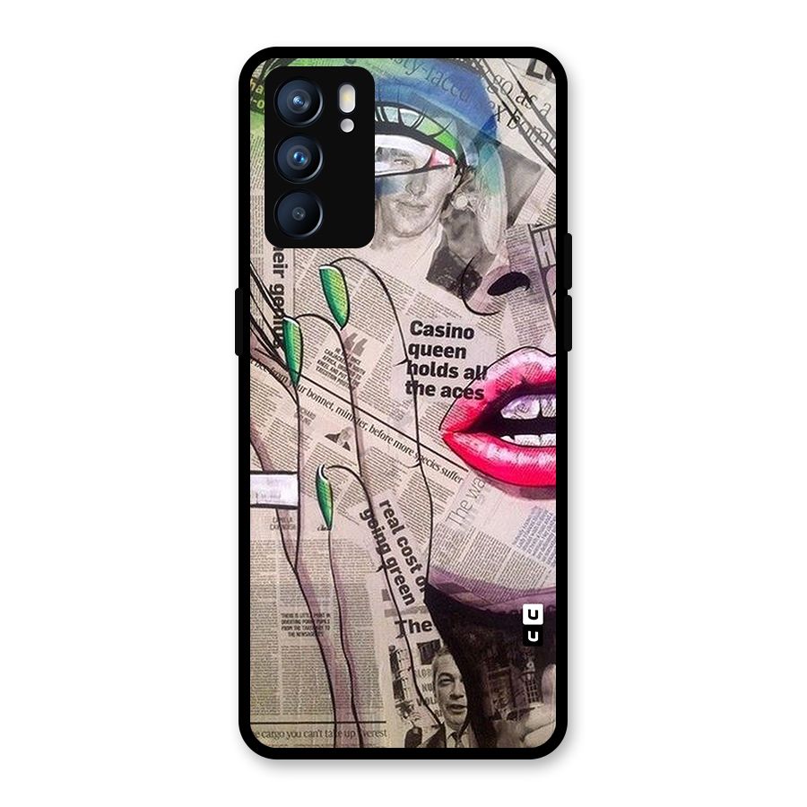 Newspaper Girl Art Glass Back Case for Oppo Reno6 5G