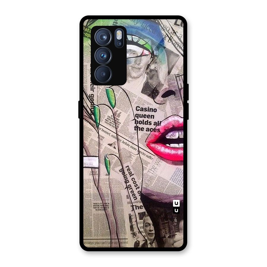Newspaper Girl Art Glass Back Case for Oppo Reno6 Pro 5G
