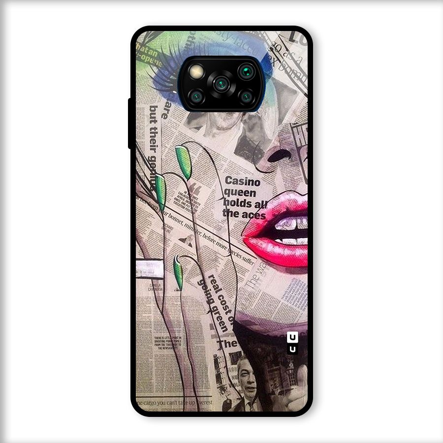 Newspaper Girl Art Glass Back Case for Poco X3