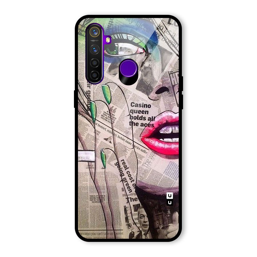 Newspaper Girl Art Glass Back Case for Realme 5 Pro