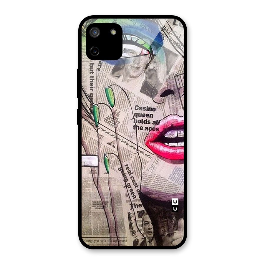 Newspaper Girl Art Glass Back Case for Realme C11