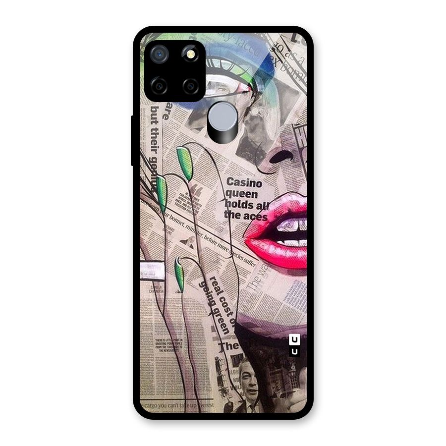 Newspaper Girl Art Glass Back Case for Realme C12