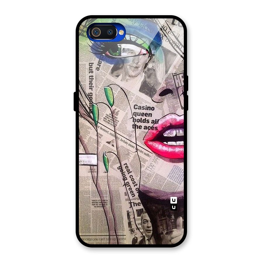 Newspaper Girl Art Glass Back Case for Realme C2