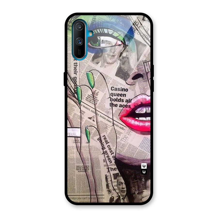 Newspaper Girl Art Glass Back Case for Realme C3