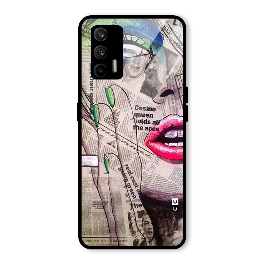 Newspaper Girl Art Glass Back Case for Realme GT 5G