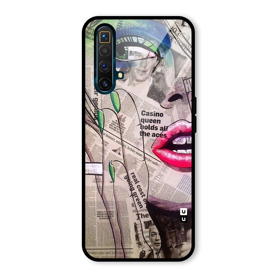 Newspaper Girl Art Glass Back Case for Realme X3 SuperZoom