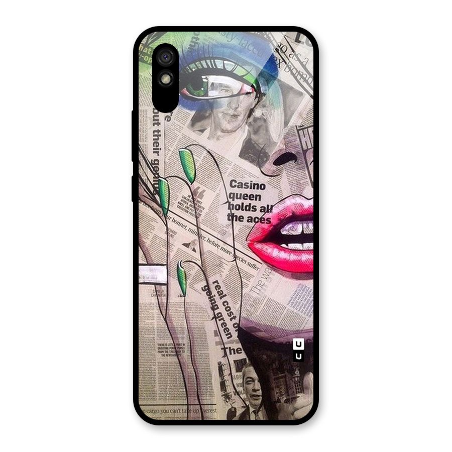 Newspaper Girl Art Glass Back Case for Redmi 9i