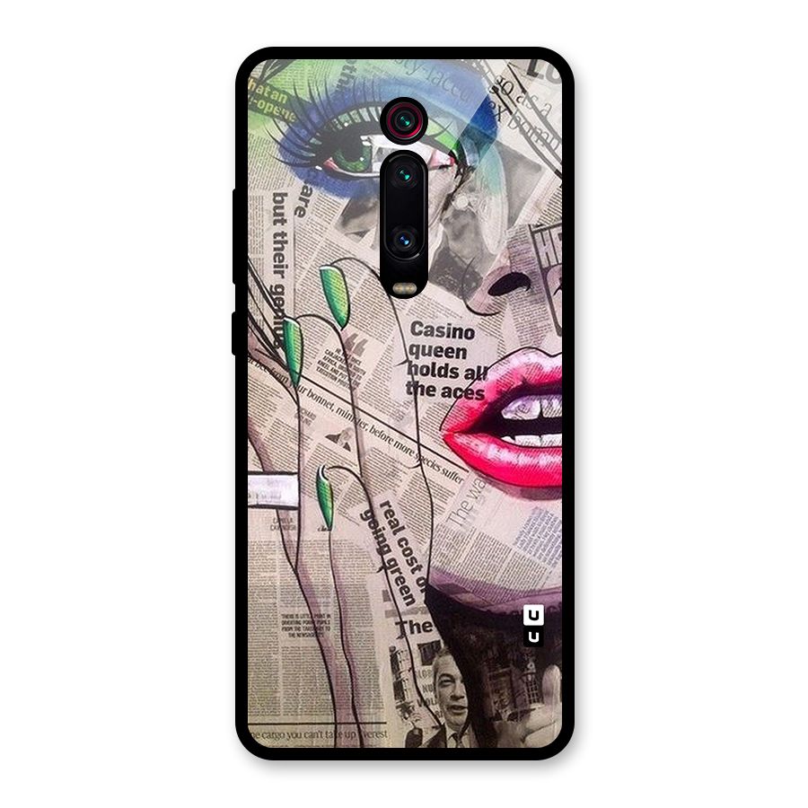 Newspaper Girl Art Glass Back Case for Redmi K20