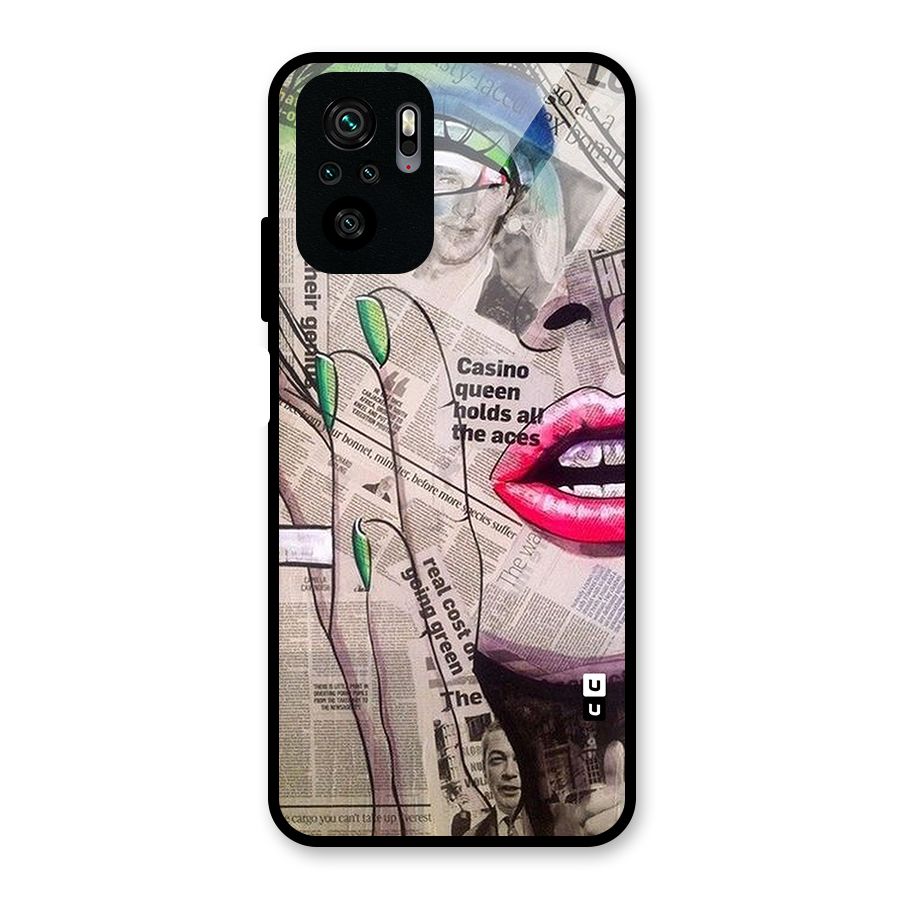Newspaper Girl Art Glass Back Case for Redmi Note 10S