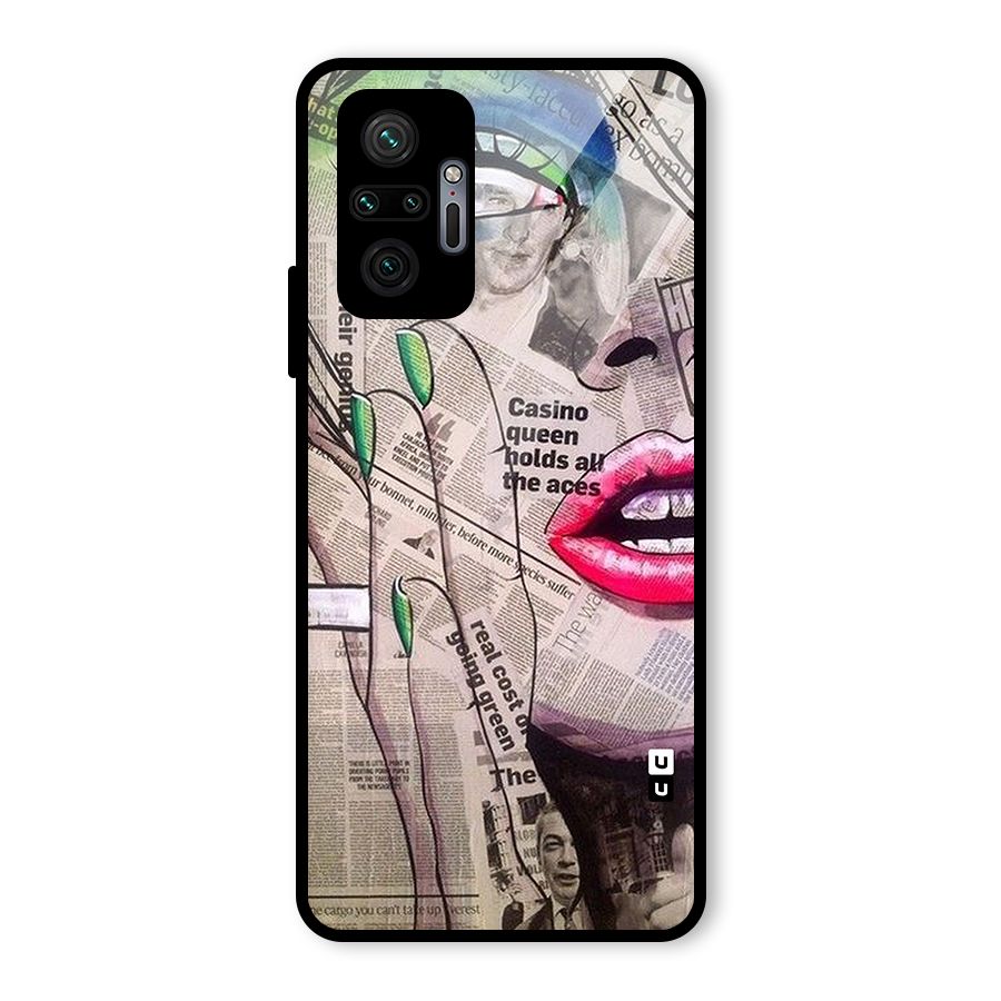 Newspaper Girl Art Glass Back Case for Redmi Note 10 Pro