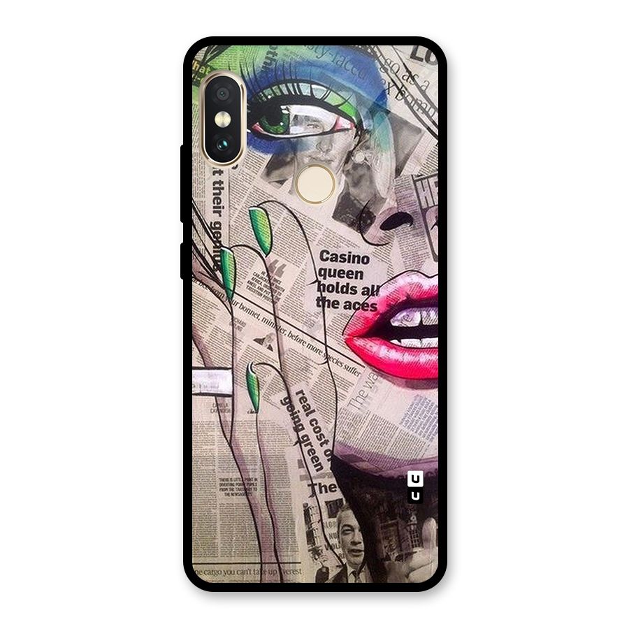 Newspaper Girl Art Glass Back Case for Redmi Note 5 Pro