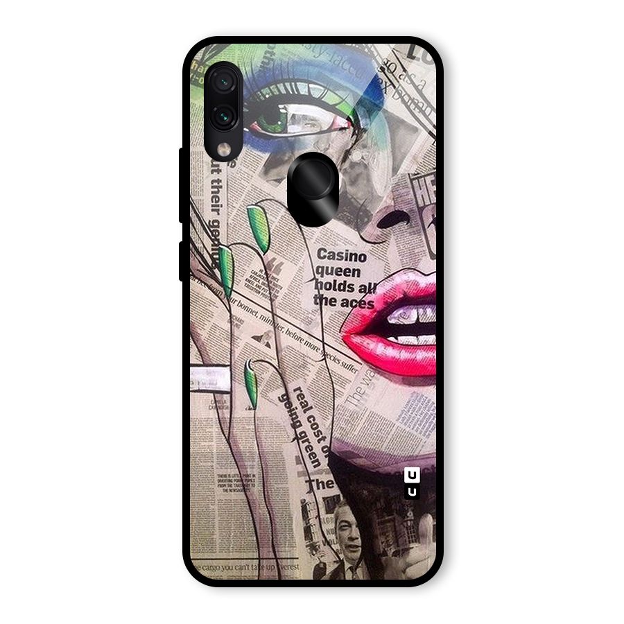Newspaper Girl Art Glass Back Case for Redmi Note 7 Pro