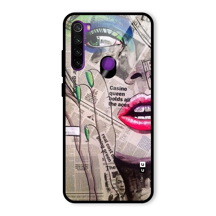 Newspaper Girl Art Glass Back Case for Redmi Note 8