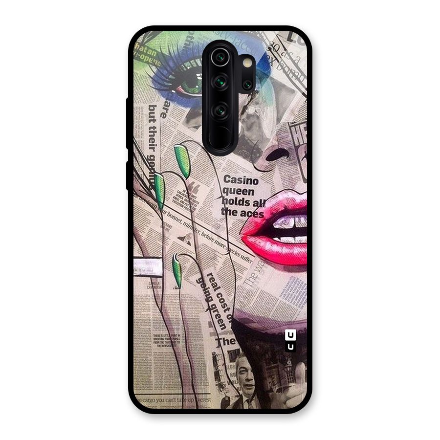 Newspaper Girl Art Glass Back Case for Redmi Note 8 Pro