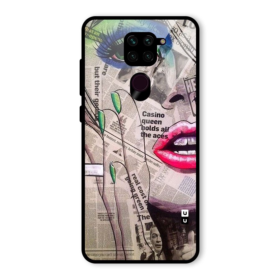 Newspaper Girl Art Glass Back Case for Redmi Note 9