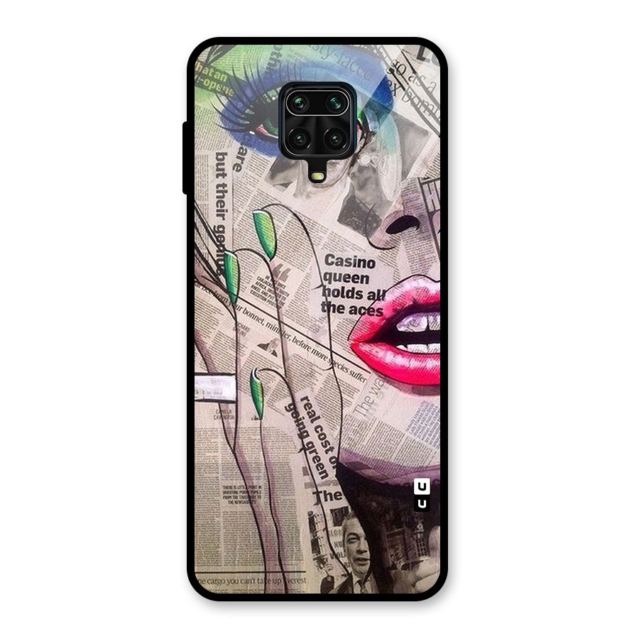 Newspaper Girl Art Glass Back Case for Redmi Note 9 Pro