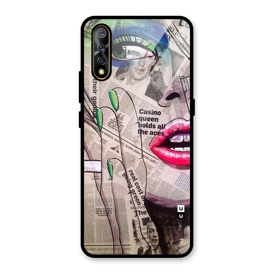 Newspaper Girl Art Glass Back Case for Vivo S1