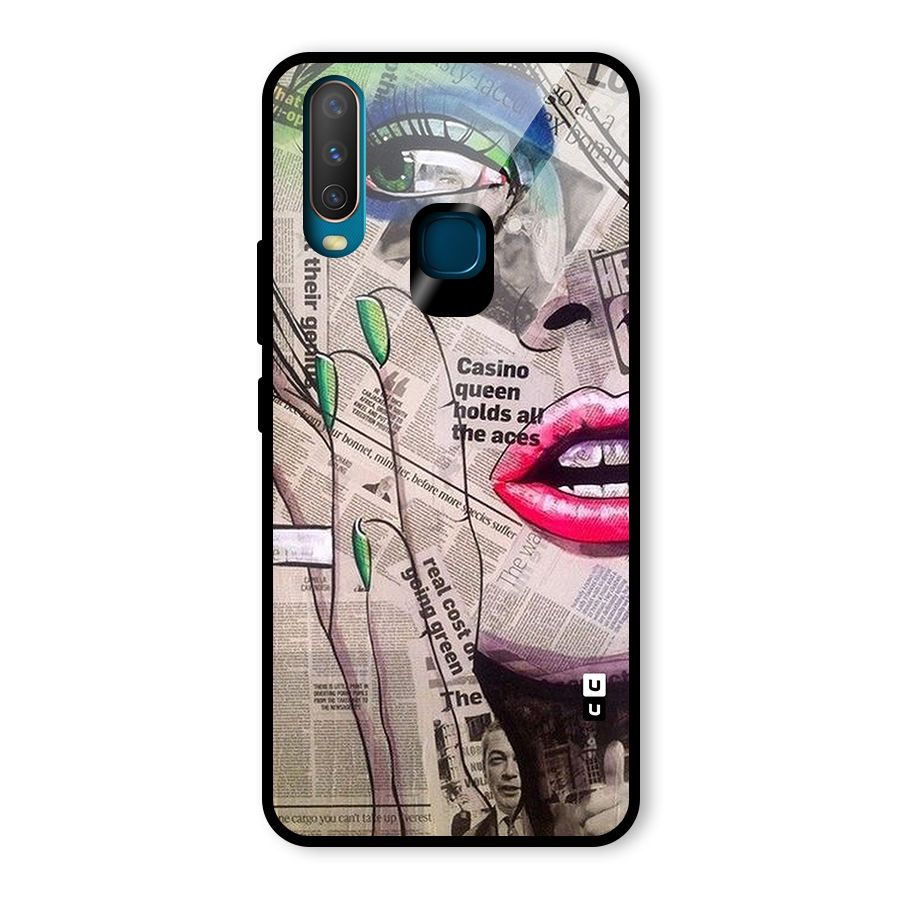 Newspaper Girl Art Glass Back Case for Vivo U10