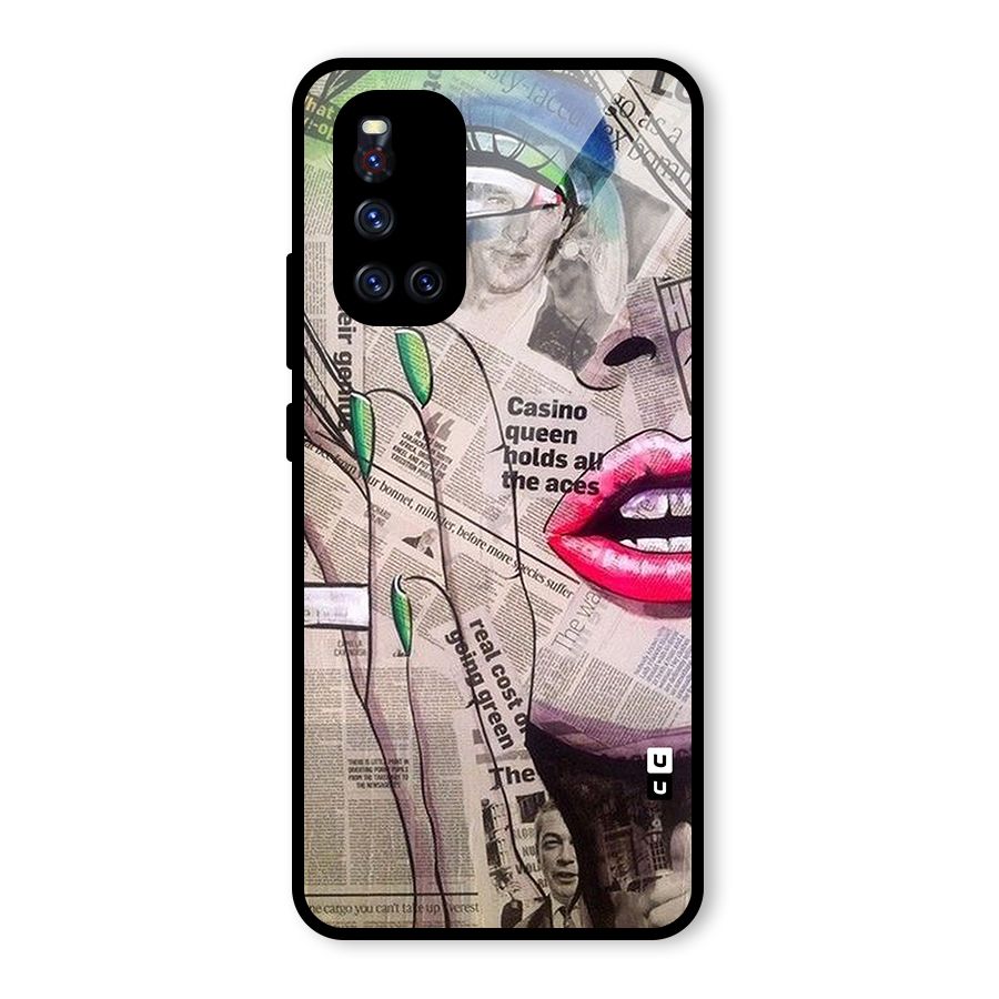 Newspaper Girl Art Glass Back Case for Vivo V19