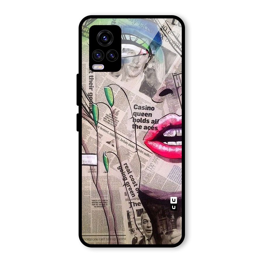 Newspaper Girl Art Glass Back Case for Vivo V20