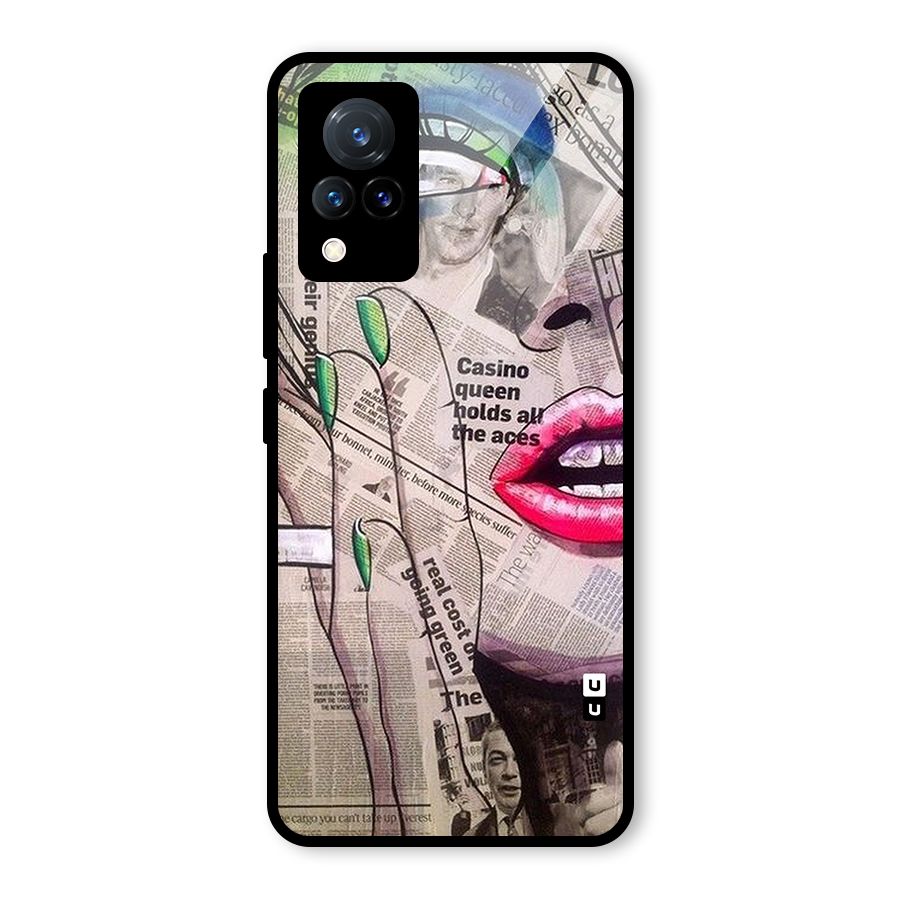Newspaper Girl Art Glass Back Case for Vivo V21 5G