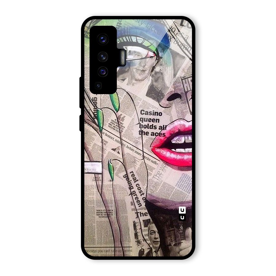 Newspaper Girl Art Glass Back Case for Vivo X50