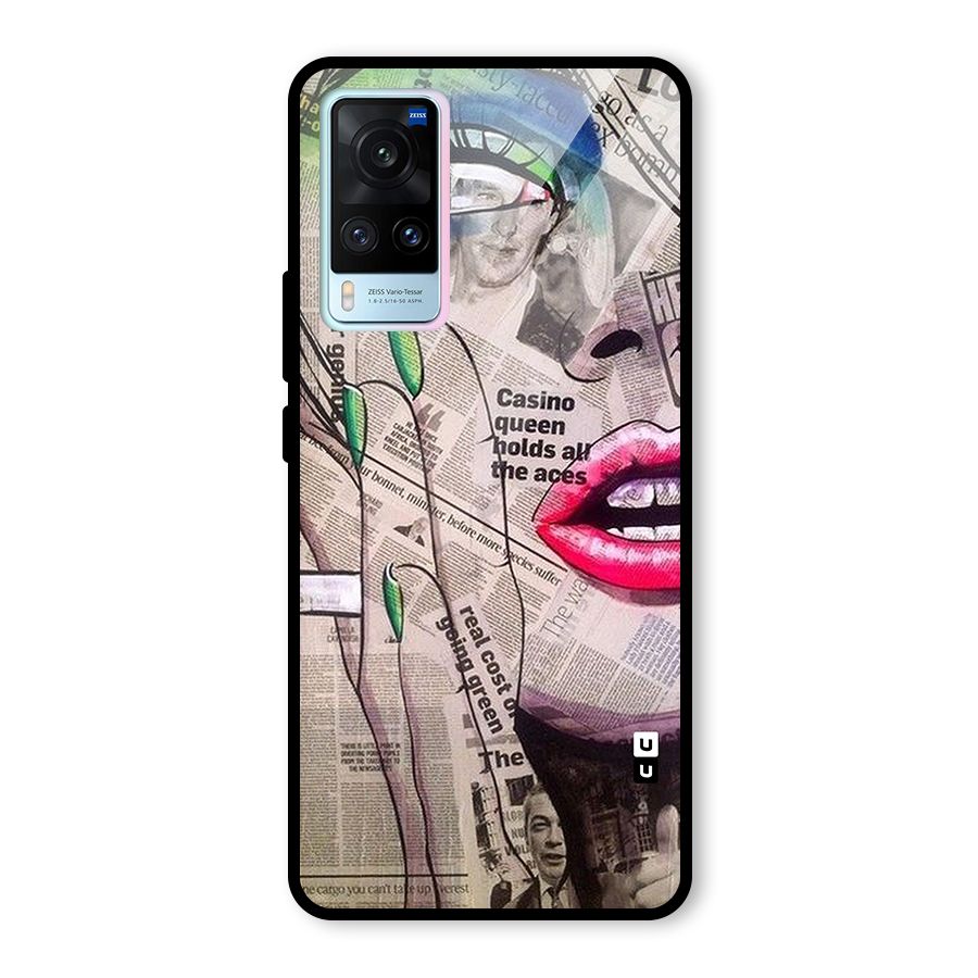 Newspaper Girl Art Glass Back Case for Vivo X60